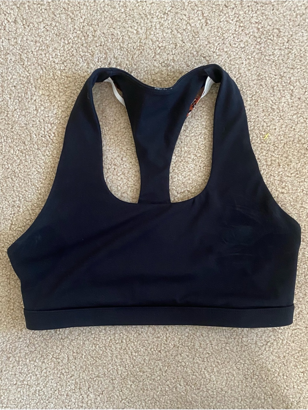Fabletics Sports Bra Black Animal Print Racerback Wireless Size Large